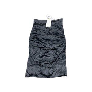 Nicole Miller Artelier Pencil Skirt Womens 6 Black Stretch Ruched Straight Hem